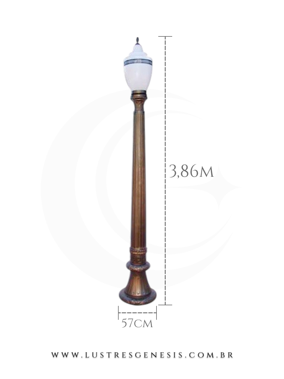 Lumin&aacute;ria Poste Jardim Colonial Bronze 3,86m Globo Branco Design Cl&aacute;ssico para Jardim Fachada Garagem &Aacute;rea Externa